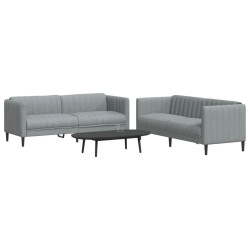 2 Pcs conjunto de sofás tecido cinzento-claro