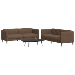 2 Pcs conjunto de sofás tecido castanho