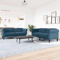 2 Pcs conjunto de sofás veludo azul