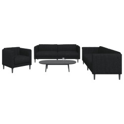 3 Pcs conjunto de sofás tecido preto
