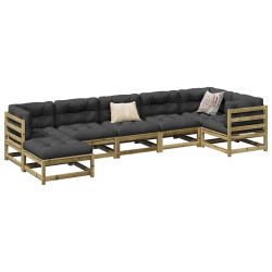7 Pcs conjunto sofás jardim madeira de pinho impregnada