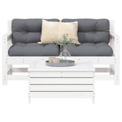 3 Pcs conjunto sofás de jardim madeira de pinho maciça branco