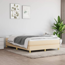 Estrutura de cama com molas 140x200 cm tecido cor creme