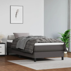 Estrutura de cama com molas 100x200 cm couro artificial cinzento
