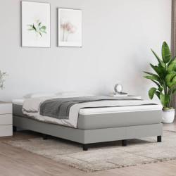 Estrutura de cama com molas 120x200 cm tecido cinzento-claro