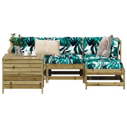 5 Pcs conjunto de sofás para jardim madeira de pinho impregnada