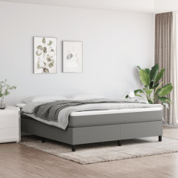 Estrutura de cama com molas 180x200 cm tecido cinzento-escuro