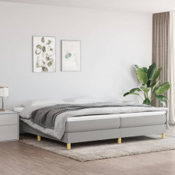 Estrutura de cama com molas 200x200 cm tecido cinzento-claro