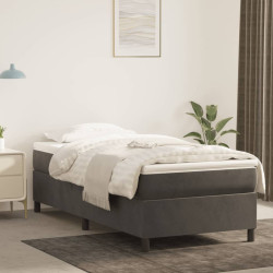 Estrutura de cama com molas 90x200 cm veludo cinzento-escuro