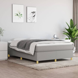 Estrutura de cama com molas 140x200 cm tecido cinzento-claro