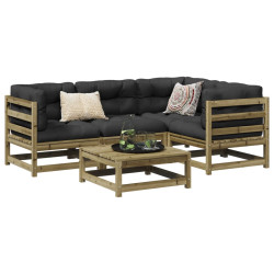 5 Pcs conjunto de sofás para jardim madeira de pinho impregnada