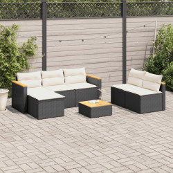 5 Pcs conjunto sofás de jardim com almofadões acácia e vime PE