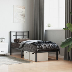 Estrutura de cama metal s/ colchão c/ cabeceira 75x190 cm preto