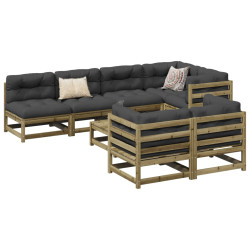 8 Pcs conjunto sofás de jardim madeira de pinho impregnada