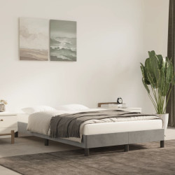 Estrutura de cama sem colchão cinza claro veludo