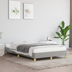 Estrutura de cama sem colchão cinza claro tecido