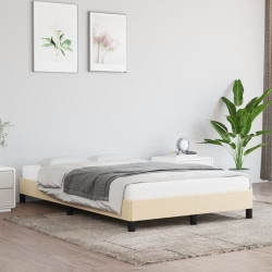 Estrutura de cama sem colchão 120x190 cm tecido creme