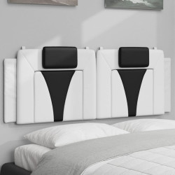 Almofadão de cabeceira viana 140 cm couro artificial branco e preto