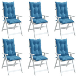 Almofadões para cadeiras altas 6 pcs mesclado tecido azul