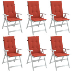 Almofadões cadeiras altas 6 pcs mesclado tecido vermelho