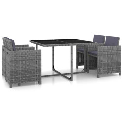 Conjunto de jantar para jardim 13 pcs vime PE cinzento