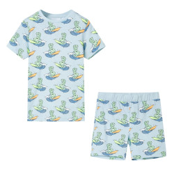 Pijama de manga curta para criança azul-claro 128