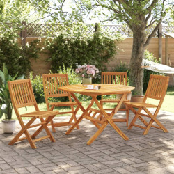 5 Pcs conj. jantar dobrável para jardim madeira acácia maciça