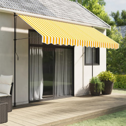 Tecido de substituição para sanefa de toldo 350 cm riscas amarelo/branco