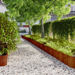 Bordas de relvado 10 pcs 25x103 cm aço corten flexível