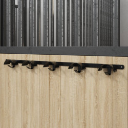 Suporte de brida para 5 bridas com 5 ganchos ferro preto