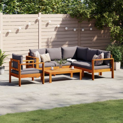 5 Pcs conjunto de sofás de jardim com almofadões acácia maciça