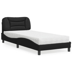 Cama com colchão hvar 90x190 cm couro artificial preto