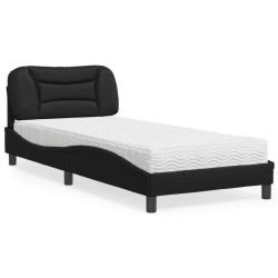Cama com colchão hvar 90x200 cm couro artificial preto