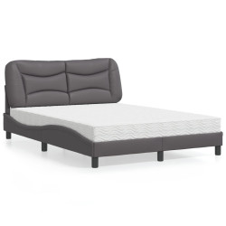 Cama com colchão hvar 120x200 cm couro artificial cinzento