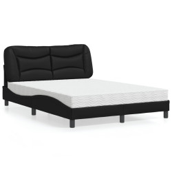 Cama com colchão hvar 140x200 cm couro artificial preto