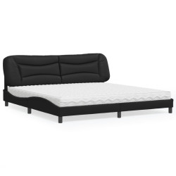 Cama com colchão hvar 200x200 cm couro artificial preto