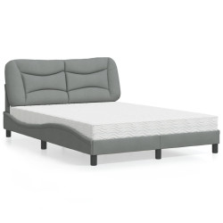 Cama com colchão hvar 140x190 cm tecido cinzento-claro