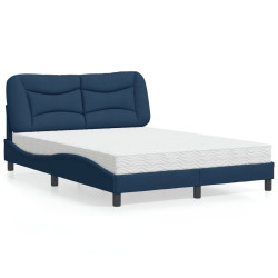 Cama com colchão hvar 140x190 cm tecido azul
