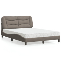 Cama com colchão hvar 140x190 cm tecido castanho-acinzentado