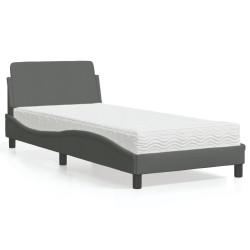 Cama com colchão dover 90x190 cm tecido cinzento-escuro