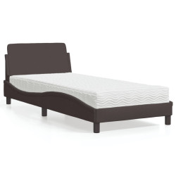Cama com colchão dover 90x190 cm tecido castanho-escuro