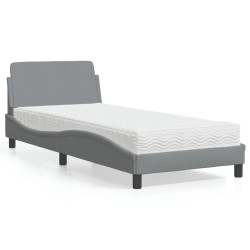 Cama com colchão dover 90x200 cm tecido cinzento-claro