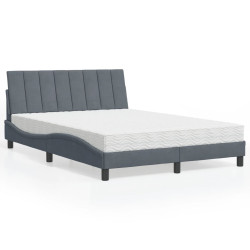Cama com colchão hanko 140x200 cm veludo cinzento-escuro
