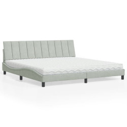 Cama com colchão hanko 200x200 cm veludo cinzento-claro