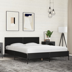 Estrutura de cama 150x200 cm derivados de madeira/metal preto