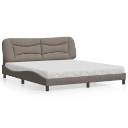 Cama com colchão hvar 180x200 cm tecido castanho-acinzentado