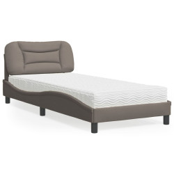 Cama com colchão hvar 90x200 cm tecido cinzento-acastanhado
