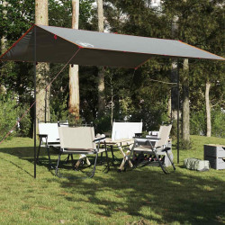 Lona de campismo 400x294 cm impermeável cinzento e laranja