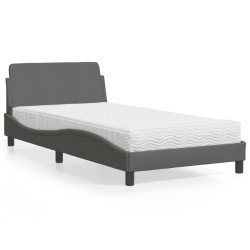 Cama com colchão dover 100x200 cm tecido cinzento-escuro