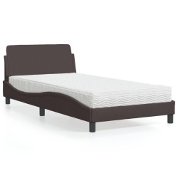 Cama com colchão dover 100x200 cm tecido castanho-escuro